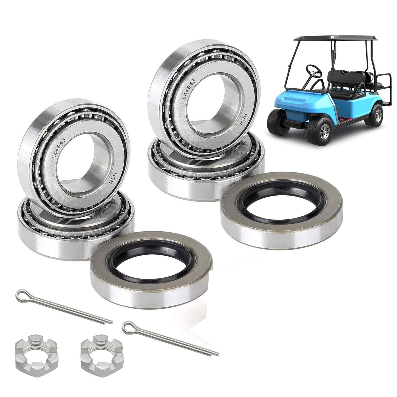 Golf Cart Front Axle Hub Bearing and Oil Seal Kit for EZGO TXT 1976-Up Gas 