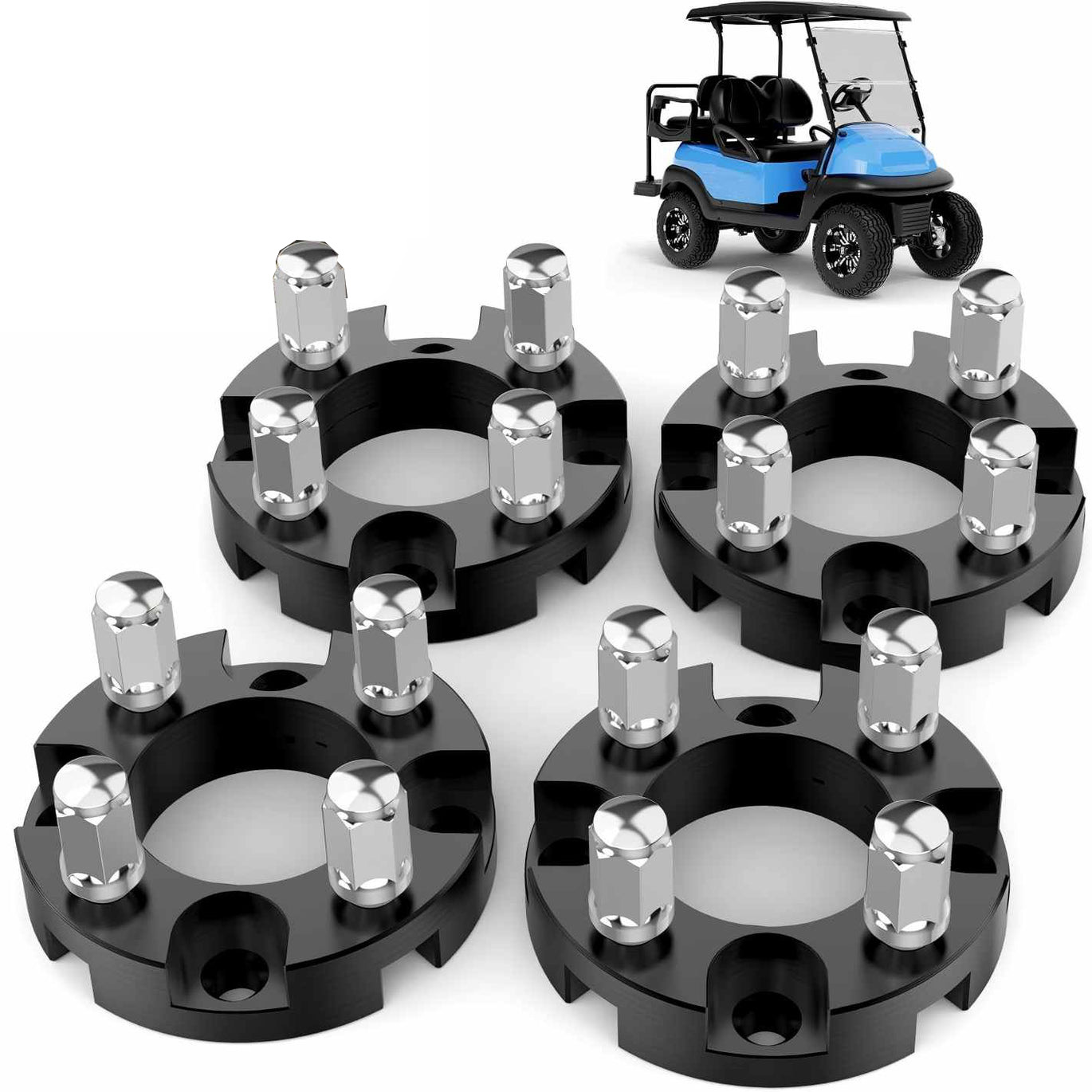1 inch Golf Cart Wheel Spacers Kit with Lug Nuts Fits for Yamaha Club Car E