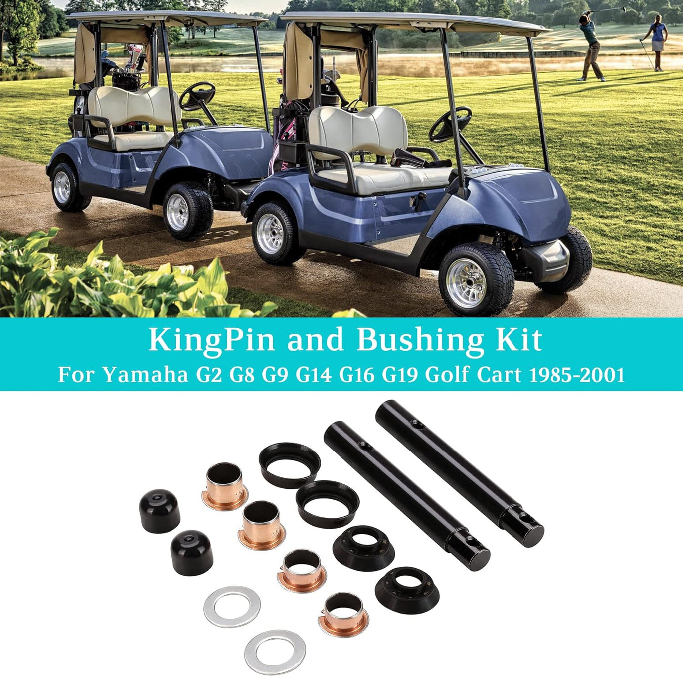 Golf Cart King Pin and Bushing Kit for Yamaha G2 G8 G9 G11 G14 G16 | G19 G2
