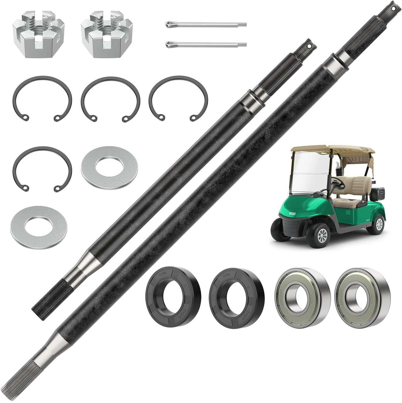 Golf Cart Rear Spline Axle Shaft with Bearing Seal Kit for EZGO RXV Electri
