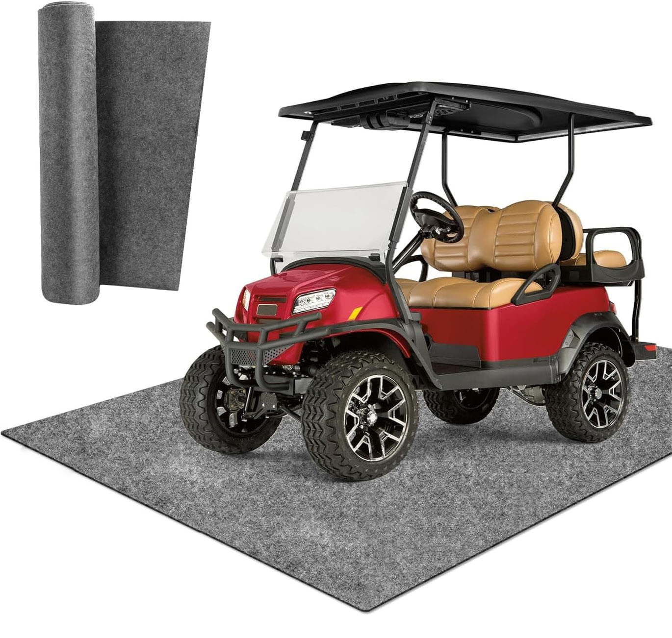 Golf Cart Premium Garage Floor Mat-Waterproof Anti-Slip Thickened Mat for G