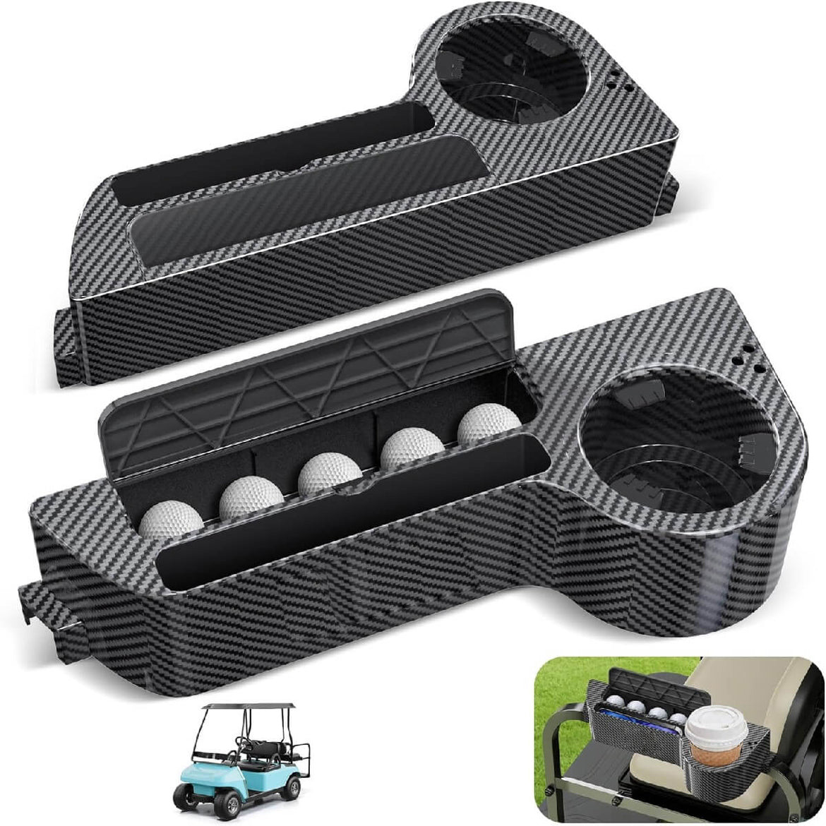 Golf Cart Rear Seat Kit Arm Rest Set with Cup Holder for Yamaha EZGO Club C