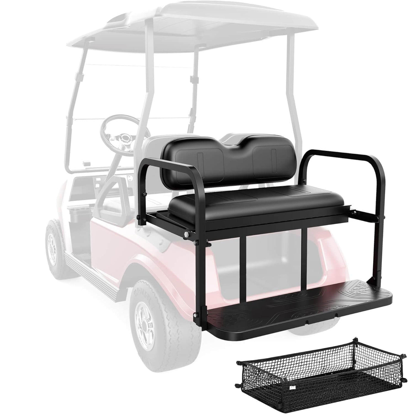 Golf Cart Rear Flip Seat for Club Car DS, Heavy-Duty Alloy Steel & PE Const