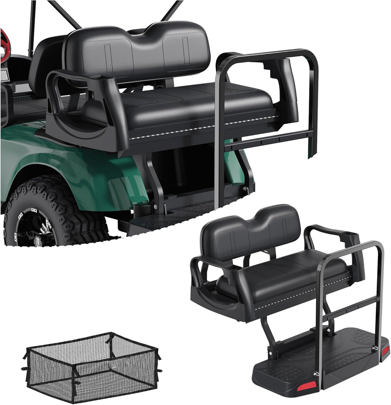 Rear Flip Folding Seat Kit for Yamaha Drive2 2017-Up Golf Cart, Steel Frame