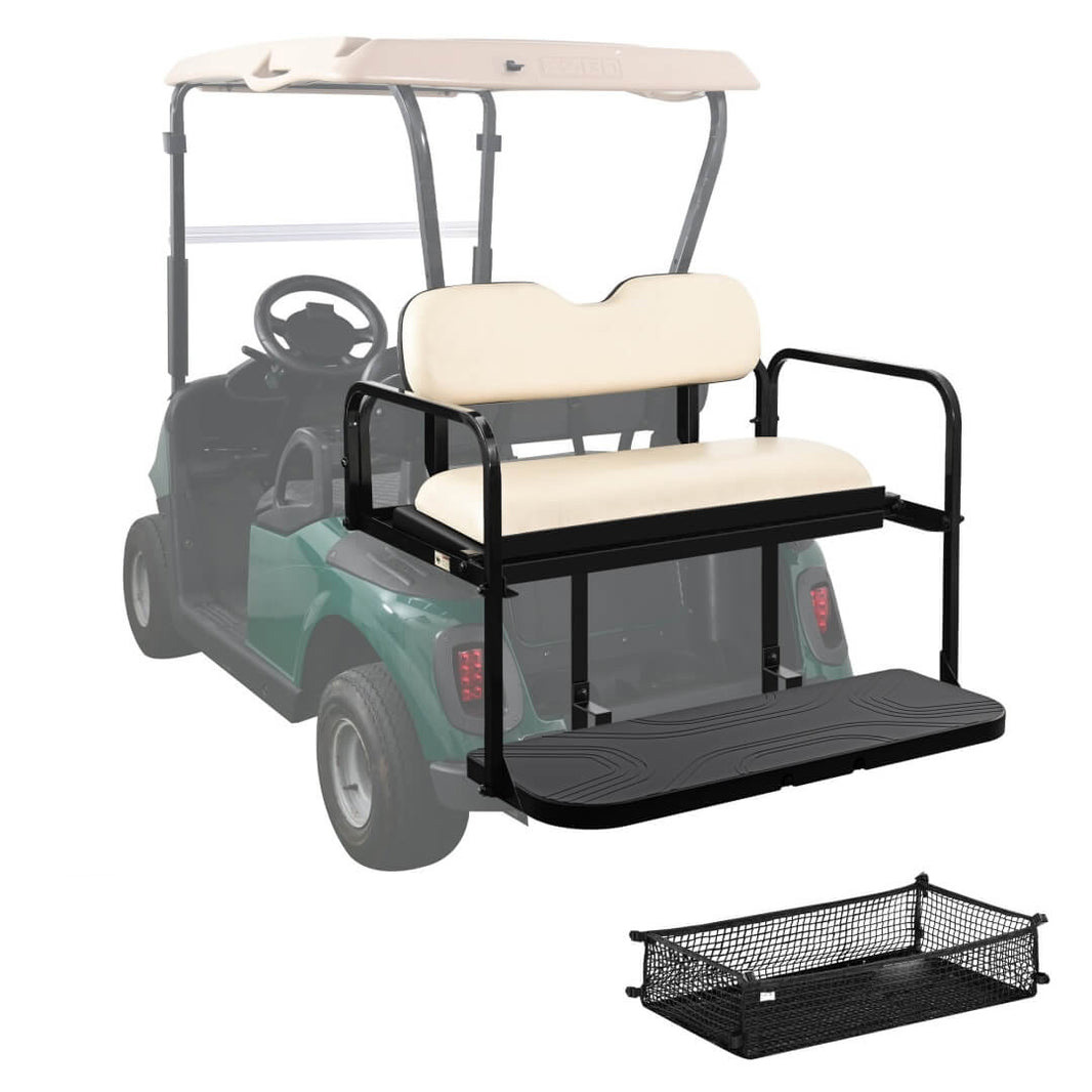 Golf Cart Flip Folding Rear Seat Kit, Aluminum Alloy Structure with Seat Cu